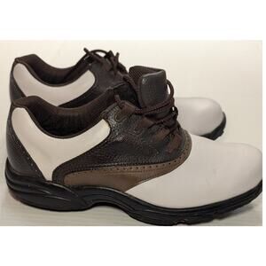 FootJoy Flexzone Golf Shoes 45402 White/Brown Leather Men's Size 9.5 M